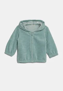 United Colors of Benetton bluza bebe culoarea turcoaz, cu gluga, neted, 3MCDA501C imagine