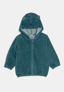 United Colors of Benetton bluza bebe culoarea verde, cu gluga, neted, 3MCDA501C imagine