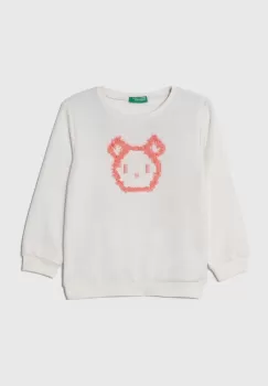 United Colors of Benetton bluza copii culoarea alb, cu imprimeu imagine