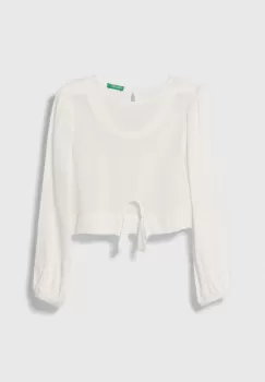 United Colors of Benetton bluza copii culoarea alb, modelator imagine