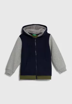 United Colors of Benetton bluza copii culoarea albastru marin, cu gluga, modelator imagine