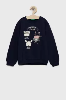 United Colors of Benetton bluza copii culoarea albastru marin, cu imprimeu imagine