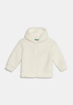 United Colors of Benetton bluza copii culoarea bej, cu gluga, neted, 31VZG502C imagine