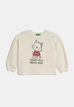 United Colors of Benetton bluza copii culoarea bej, cu imprimeu, 32N4G10FX imagine
