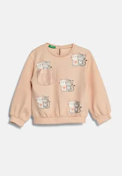United Colors of Benetton bluza copii culoarea bej, cu imprimeu, 34JZG10FQ imagine