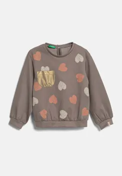 United Colors of Benetton bluza copii culoarea bej, cu imprimeu, 34JZG10FQ imagine