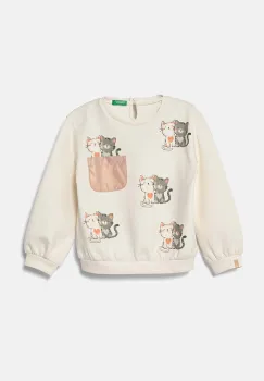 United Colors of Benetton bluza copii culoarea bej, cu imprimeu, 34JZG10FQ imagine