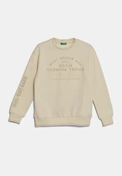 United Colors of Benetton bluza copii culoarea bej, cu imprimeu, 3J73C10L7 imagine