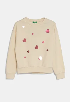 United Colors of Benetton bluza copii culoarea bej, cu imprimeu, 3J73C10M4 imagine