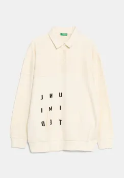 United Colors of Benetton bluza copii culoarea bej, cu imprimeu, 3WNCC301O imagine