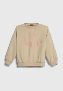 United Colors of Benetton bluza copii culoarea bej, modelator imagine