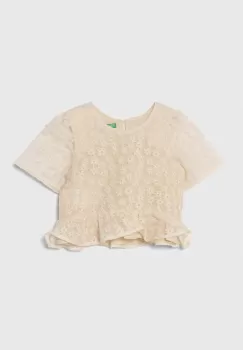 United Colors of Benetton bluza copii culoarea bej, modelator imagine