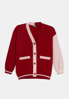 United Colors of Benetton bluza copii culoarea bordo, modelator, 32N4C600G imagine