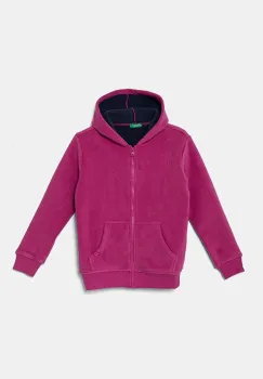 United Colors of Benetton bluza copii culoarea gri, cu gluga, neted imagine