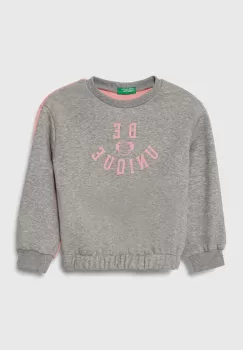 United Colors of Benetton bluza copii culoarea gri, modelator imagine