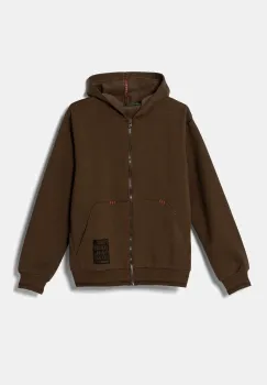United Colors of Benetton bluza copii culoarea maro, cu gluga, cu imprimeu, 3HLMC504I imagine