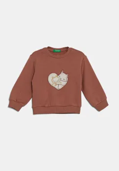 United Colors of Benetton bluza copii culoarea maro, cu imprimeu, 39M2G10GD imagine