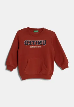 United Colors of Benetton bluza copii culoarea maro, cu imprimeu, 3EB5G10G0 imagine