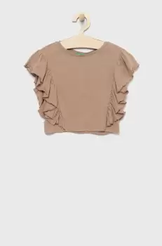 United Colors of Benetton bluza copii culoarea maro, neted imagine