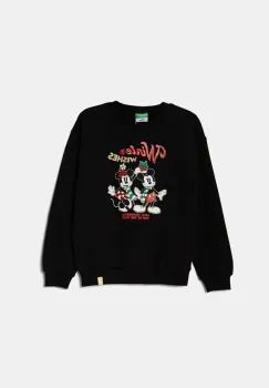 United Colors of Benetton bluza copii culoarea negru, cu imprimeu, 3J73C10LB imagine