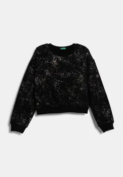 United Colors of Benetton bluza copii culoarea negru, modelator, 3O2FC10M1 imagine