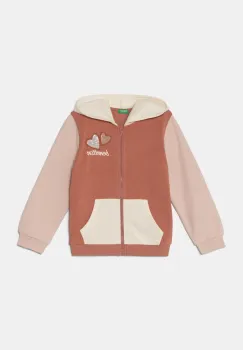United Colors of Benetton bluza copii culoarea portocaliu, cu gluga, modelator, 39M2G503G imagine