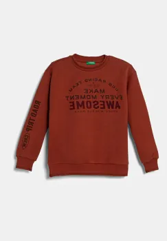 United Colors of Benetton bluza copii culoarea portocaliu, cu imprimeu, 3J73C10L7 imagine