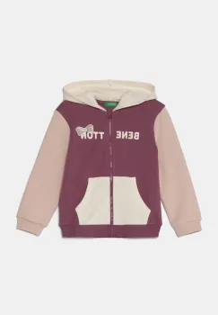 United Colors of Benetton bluza copii culoarea roz, cu gluga, modelator, 39M2G503G imagine