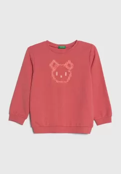 United Colors of Benetton bluza copii culoarea roz, cu imprimeu imagine