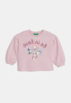 United Colors of Benetton bluza copii culoarea roz, cu imprimeu, 32N4G10FX imagine
