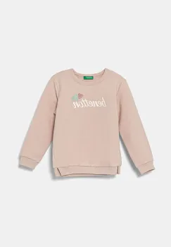 United Colors of Benetton bluza copii culoarea roz, cu imprimeu, 39M2G10GM imagine