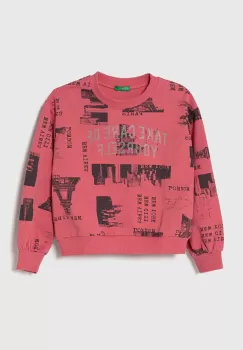 United Colors of Benetton bluza copii culoarea roz, modelator imagine