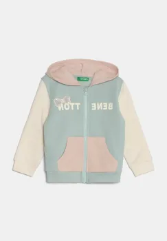 United Colors of Benetton bluza copii culoarea turcoaz, cu gluga, modelator, 39M2G503G imagine