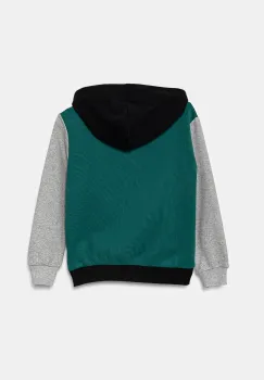 United Colors of Benetton bluza copii culoarea verde, cu gluga, modelator, 3EB5C203U imagine