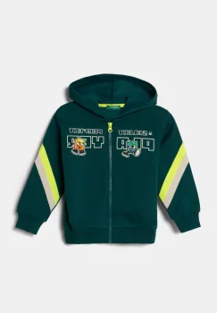 United Colors of Benetton bluza copii culoarea verde, cu gluga, modelator, 3J73G503H imagine