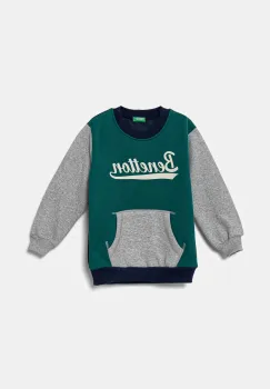 United Colors of Benetton bluza copii culoarea verde, cu imprimeu, 3EB5G10G0 imagine