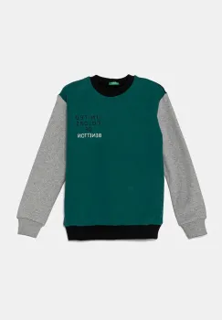 United Colors of Benetton bluza copii culoarea verde, modelator, 3EB5C10KS imagine
