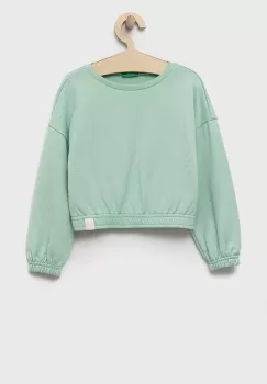 United Colors of Benetton bluza copii culoarea verde, neted imagine