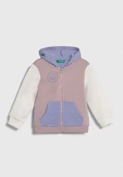 United Colors of Benetton bluza copii culoarea violet, cu gluga, cu imprimeu imagine