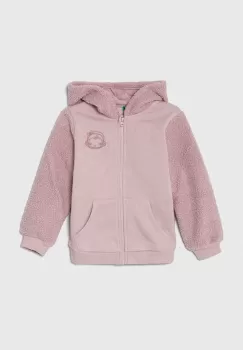 United Colors of Benetton bluza copii culoarea violet, cu gluga, cu imprimeu imagine