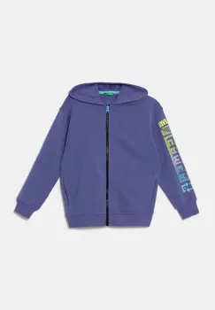 United Colors of Benetton bluza copii culoarea violet, cu gluga, cu imprimeu, 3WFMC504K imagine