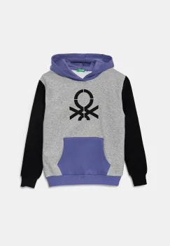 United Colors of Benetton bluza copii culoarea violet, cu gluga, modelator, 3EB5C203U imagine
