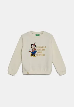 United Colors of Benetton bluza copii x Disney culoarea bej, cu imprimeu, 3J73G10GO imagine