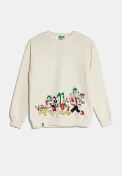 United Colors of Benetton bluza culoarea bej, cu imprimeu, 3J73C10LD imagine