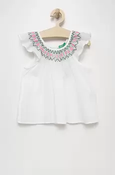 United Colors of Benetton bluza de bumbac pentru copii culoarea alb, cu imprimeu imagine
