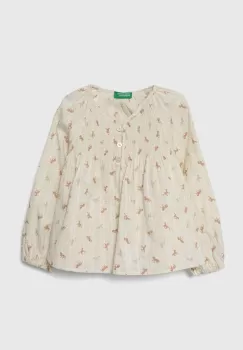 United Colors of Benetton bluza de bumbac pentru copii culoarea bej, modelator imagine