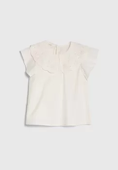 United Colors of Benetton bluza de bumbac pentru copii culoarea bej, neted imagine