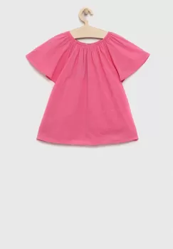 United Colors of Benetton bluza de bumbac pentru copii culoarea roz imagine