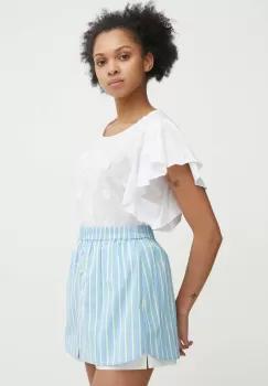 United Colors of Benetton bluza din bumbac femei, culoarea alb, cu imprimeu imagine