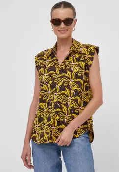 United Colors of Benetton bluza din bumbac femei, culoarea galben, modelator imagine
